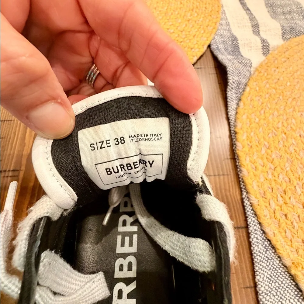 Burberry Black & White Logo Strap Sneakers - Picture 3 of 3